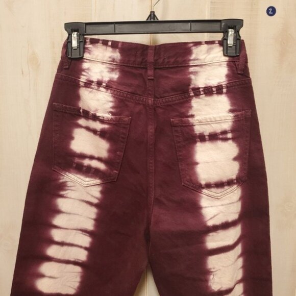 Pac Sun Eco Raspberry Tie Dye Jeans Raw Hem Straight Like NEW 5 button f… - Picture 6 of 10